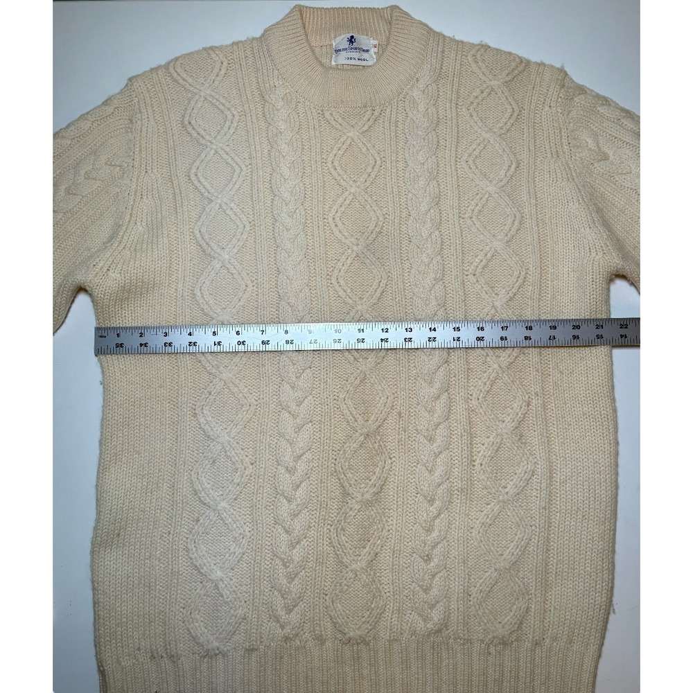 Vintage Men's English Sports Shop Cable Knit Sweater XL Wool Fisherman Ivory - Picture 4 of 6